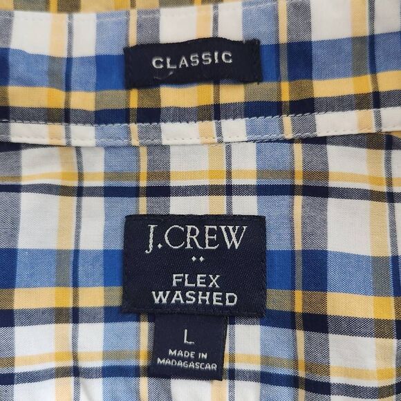 J. Crew Yellow and Blue Plaid Button Down Shirt Size Large Preppy Plaid Shirt - Picture 6 of 8